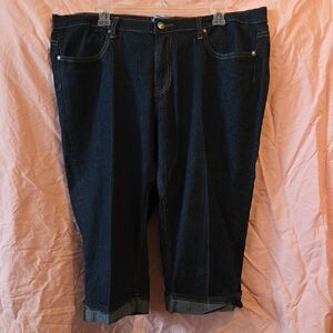 Dkin Capris Dark Blue Denim 20W Embellished
